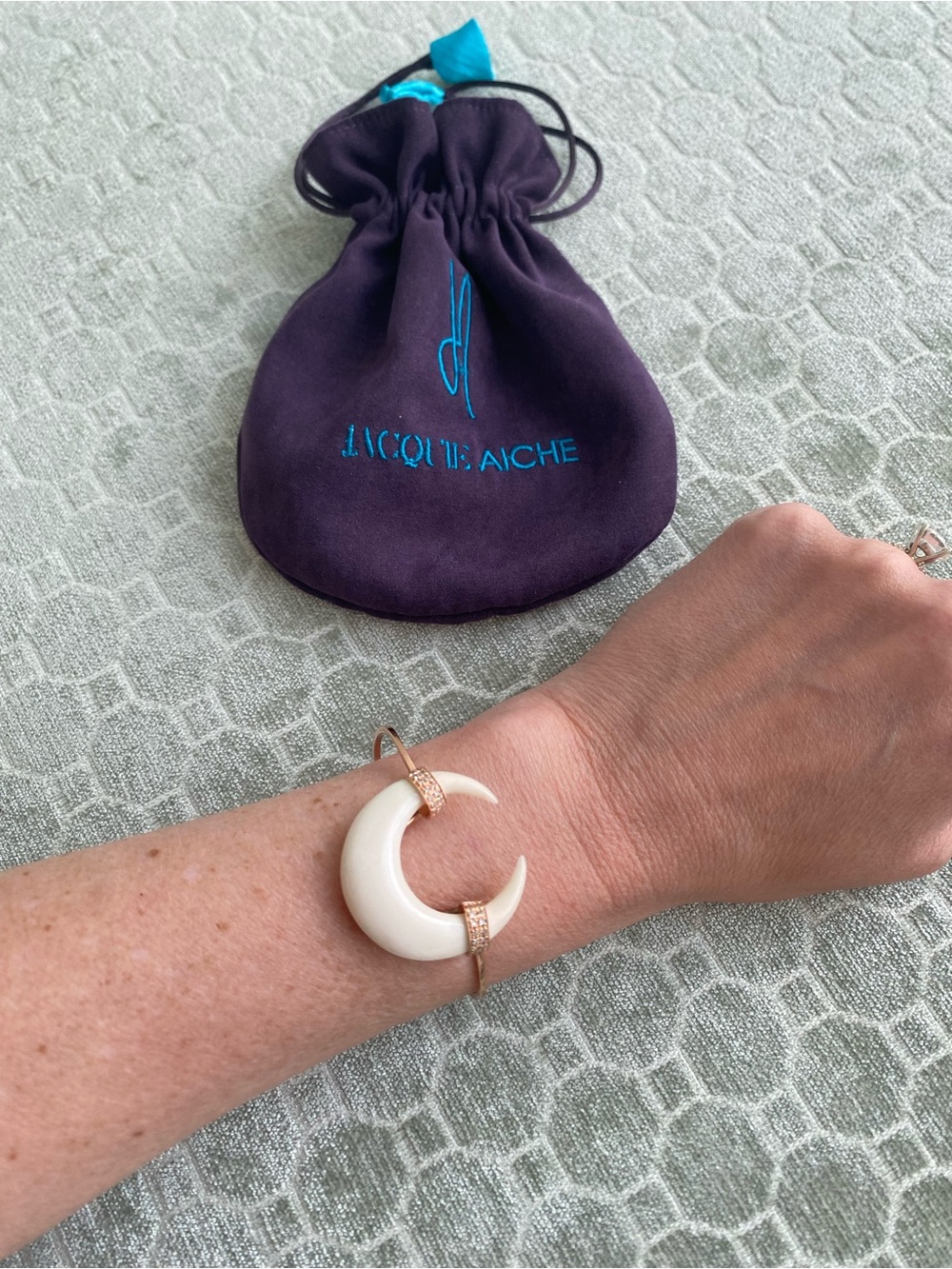 Jacquie Aiche Bone Horn Rose Gold and Diamond Cuff - Picture 6 of 12